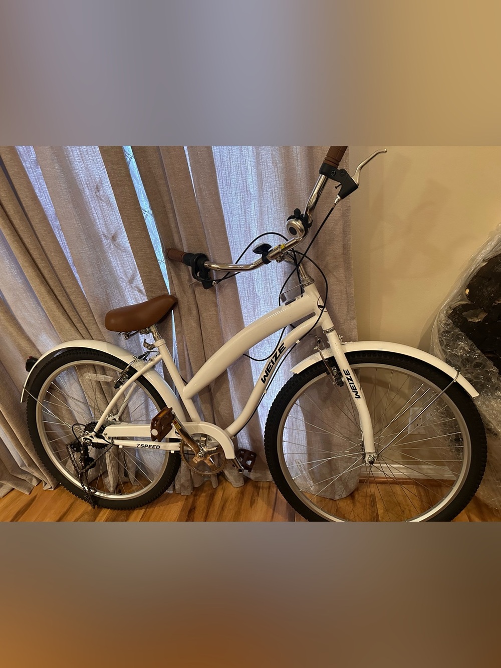White Bike with Brown Accents *chain and back light Broken*